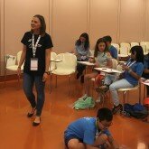 Children taking part in statistics workshop at the Kinder Uni