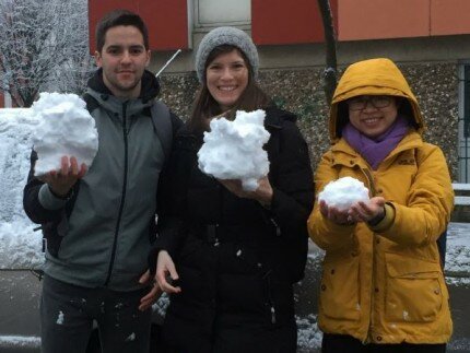 The weather gave us a good opportunity for a snowball fight!
